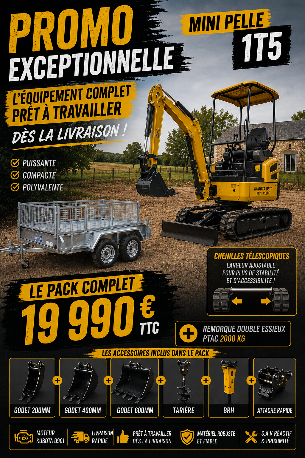 Promo Mini Pelle 1T5 - Pack Complet 19 990€ TTC